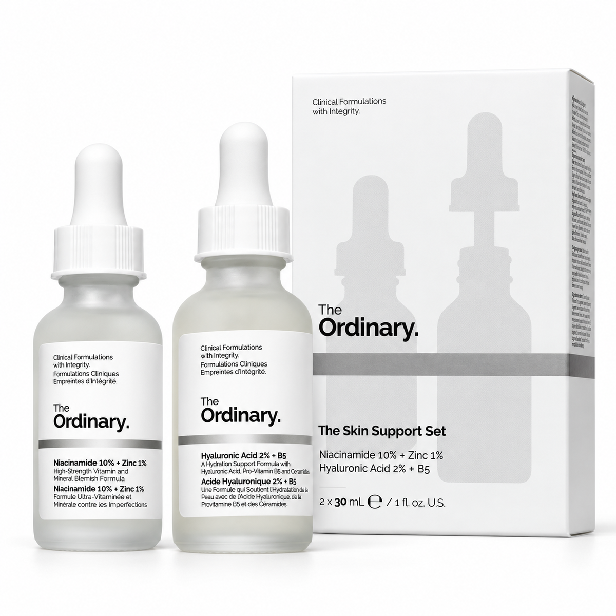 The Ordinary The Skin Support Set with Niacinamide & Hyaluronic Acid 2 × 30ml