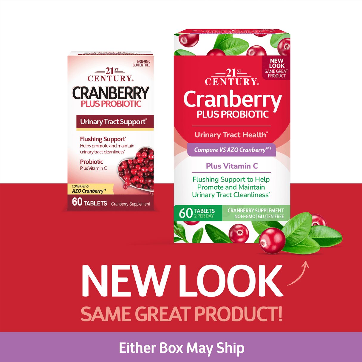 Look Alyfe 21st Century Cranberry Plus Probiotic Tablets For Urinary Tract Health - 60 Tablets