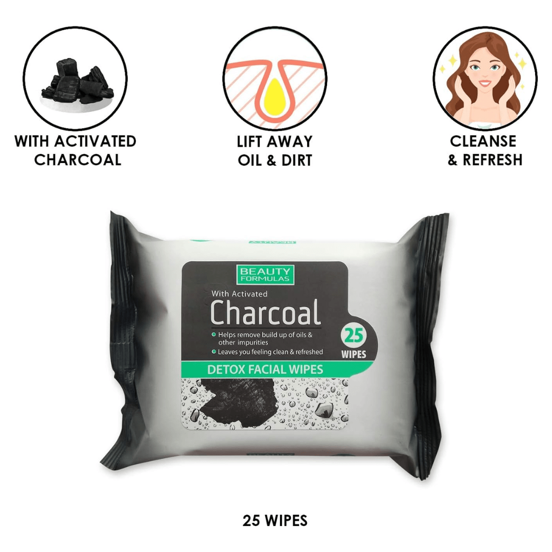 Look Alyfe Beauty Formulas Activated Charcoal Detox Facial Wipes - 25 Pieces