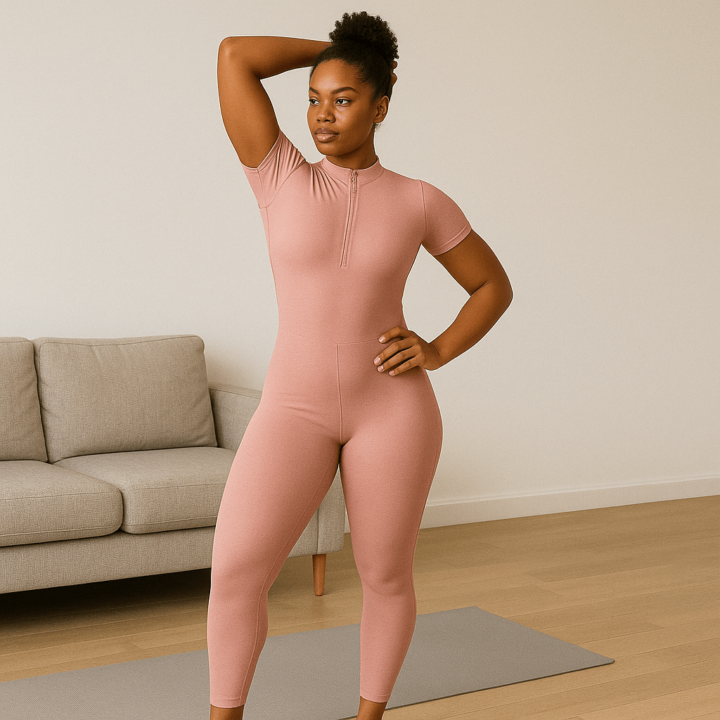 Look Alyfe ContourFlex Seamless Half-Zip Short-Sleeve Full-Length Jumpsuit