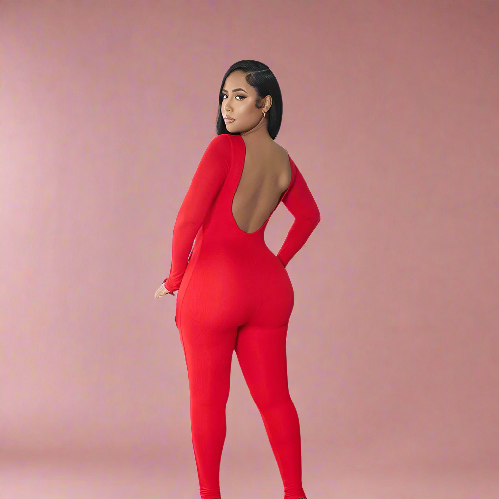 Look Alyfe ContourFlex Seamless Open-Back Jumpsuit – Long Sleeve Edition