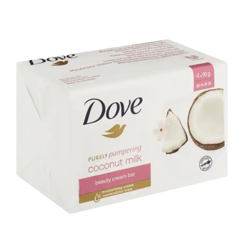Look Alyfe Dove 4-Pieces Purely Pampering Coconut Milk Beauty Cream Bar Soap - 90g