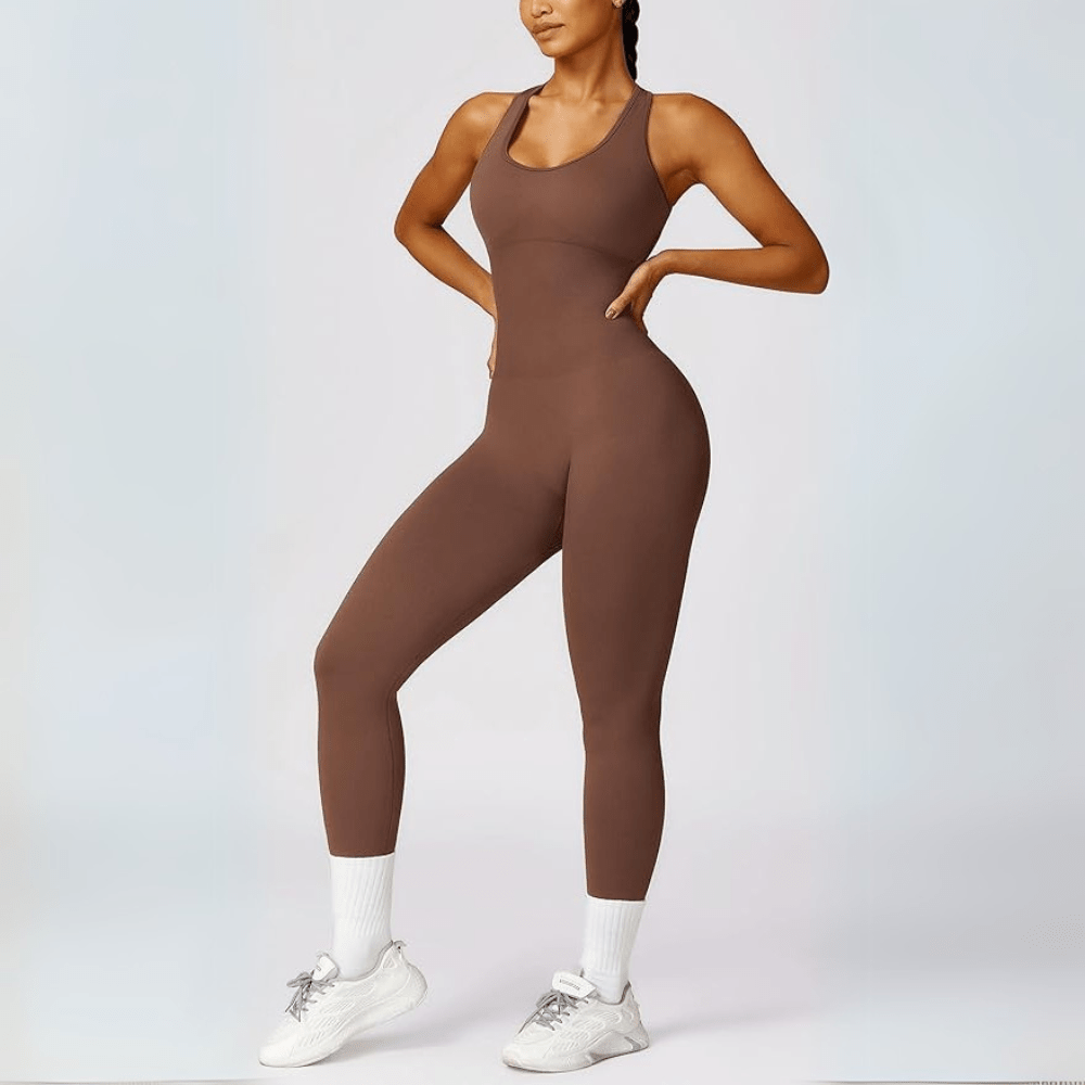 Look Alyfe FlexForm Seamless Racerback Jumpsuit – Brown