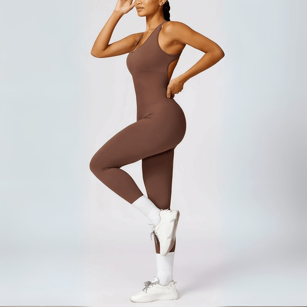 Look Alyfe FlexForm Seamless Racerback Jumpsuit – Brown