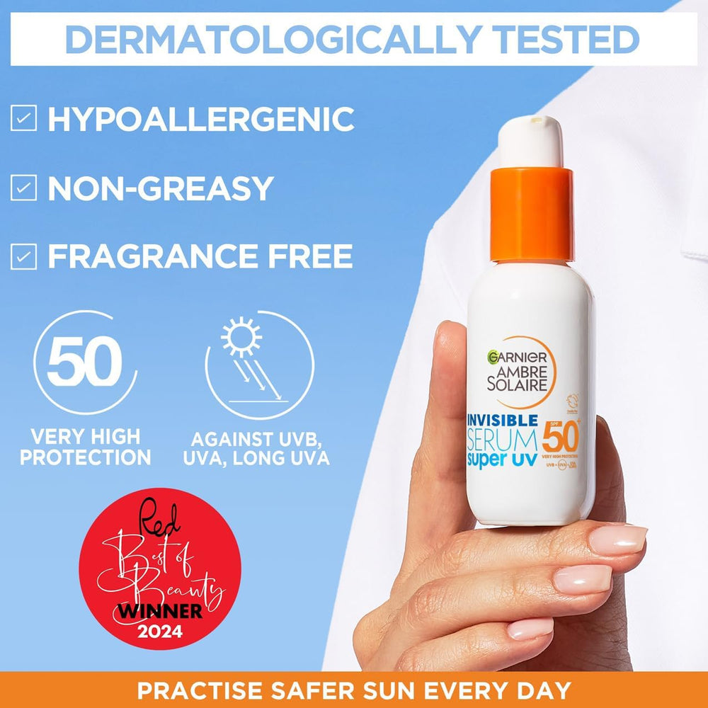 Look Alyfe Garnier Ambre Solaire Super UV Invisible Serum SPF50+ Sunscreen - 30ml