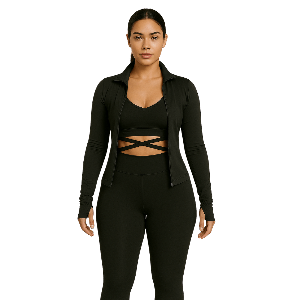 Look Alyfe Sculpt ContourFit 3-Piece Activewear Set - Zip Jacket, Sports Bra & Leggings