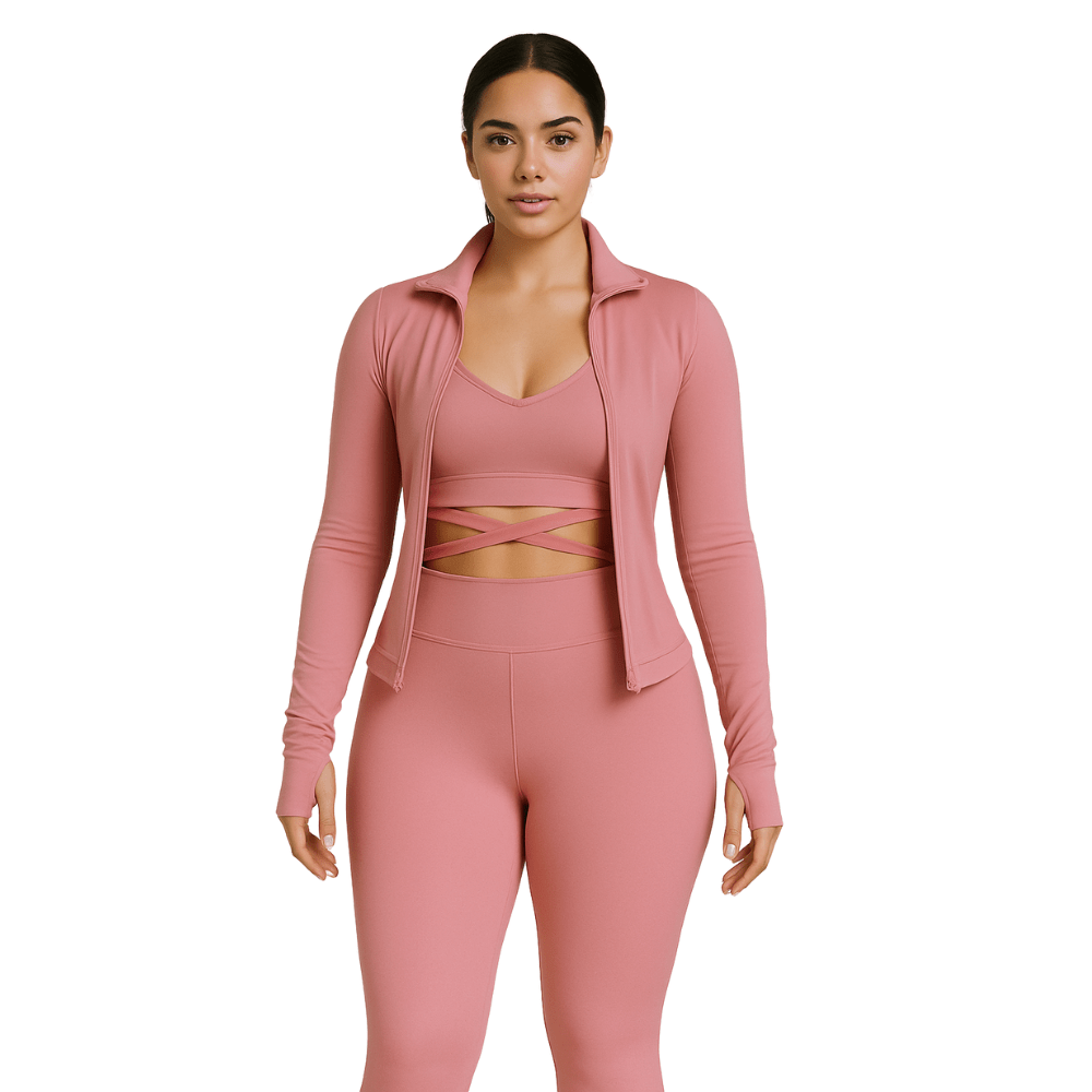 Look Alyfe Sculpt ContourFit 3-Piece Activewear Set - Zip Jacket, Sports Bra & Leggings