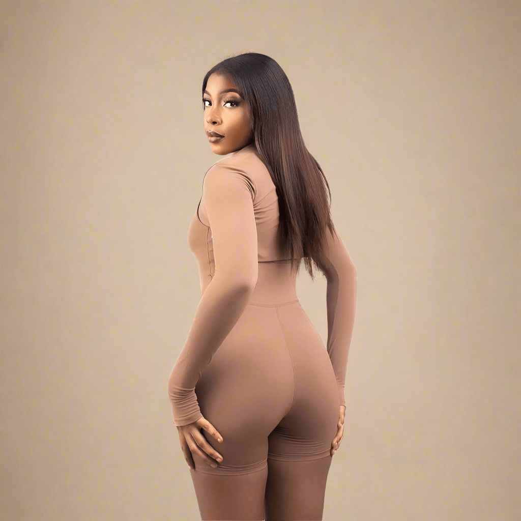 Look Alyfe Sculpt MiniFlex Seamless Romper with Detachable Arm Cover - Brown