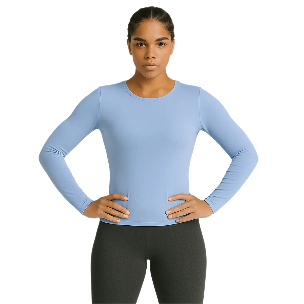 Look Alyfe ContourEase Long-Sleeve Scoop-Back Activewear Top – Sea Blue