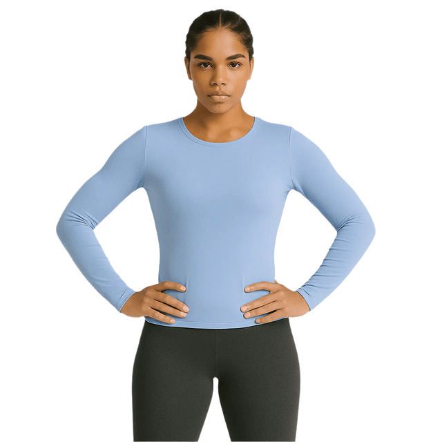 Look Alyfe ContourEase Long-Sleeve Scoop-Back Activewear Top – Sea Blue