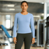 Look Alyfe ContourEase Long-Sleeve Scoop-Back Activewear Top – Sea Blue