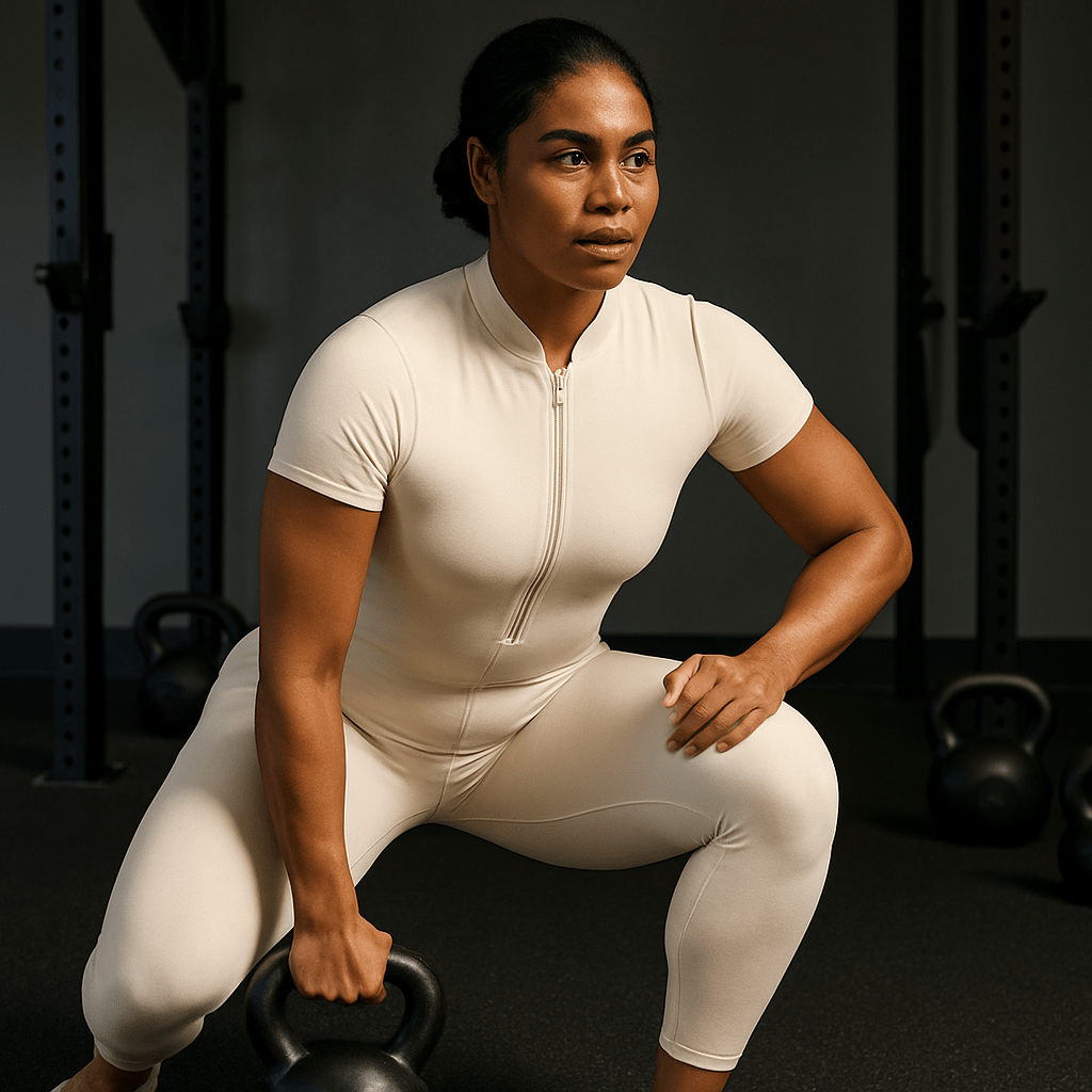 Look Alyfe ContourFlex Seamless Half-Zip Short-Sleeve Full-Length Jumpsuit