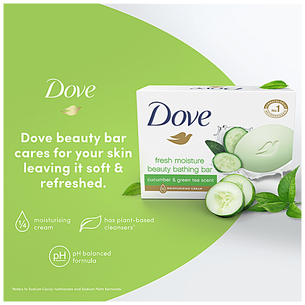 Look Alyfe Dove Beauty Cream Bar Soap With Cucumber And Green Tea Scent - 4-Pieces x 100g