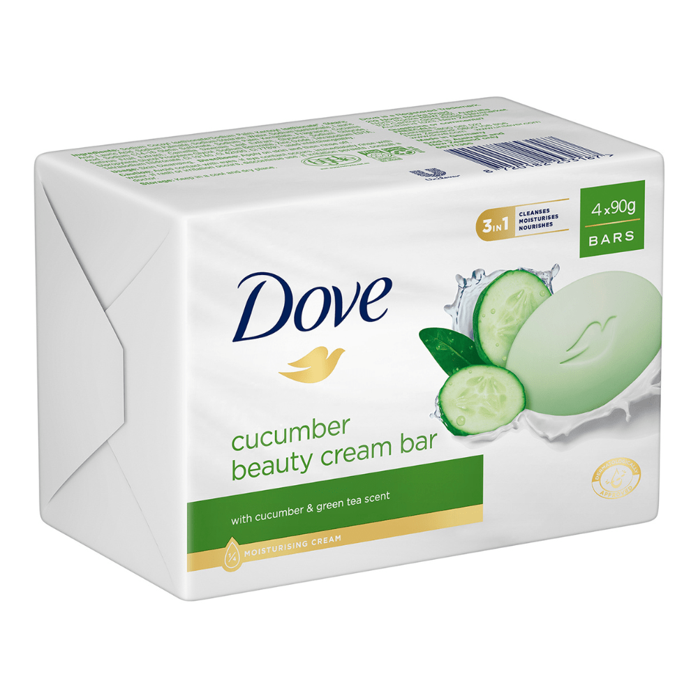 Look Alyfe Dove Beauty Cream Bar Soap With Cucumber And Green Tea Scent - 4-Pieces x 100g