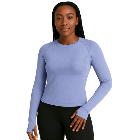 Look Alyfe FlexForm Seamless Sculpt Long-Sleeve Performance Top - Sea Blue