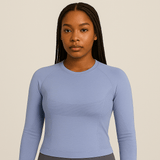 Look Alyfe FlexForm Seamless Sculpt Long-Sleeve Performance Top - Sea Blue