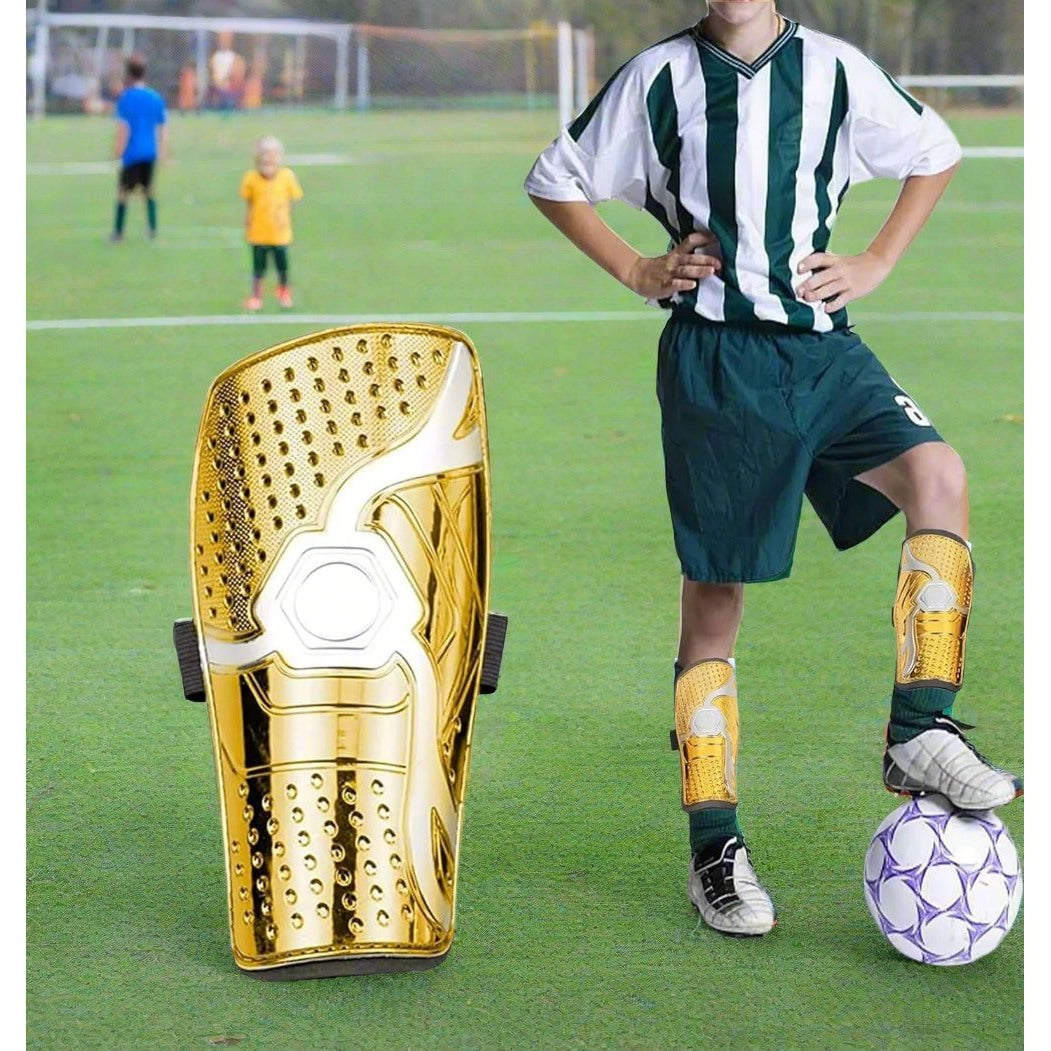 Look Alyfe Football Shin Guard Pad With Velcro Strap - Gold