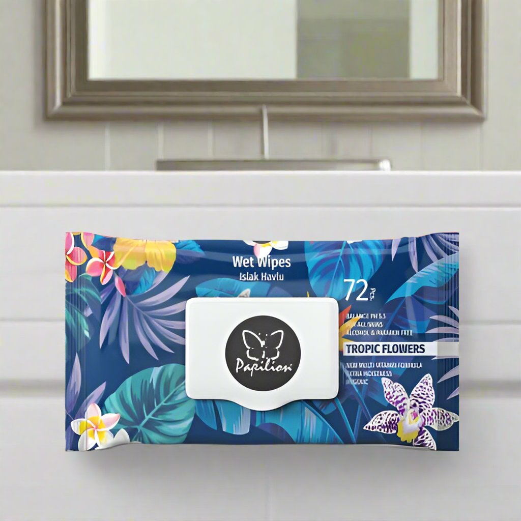 Look Alyfe Papilion 72 Sheets Tropic Flowers Wet Wipes with Cap