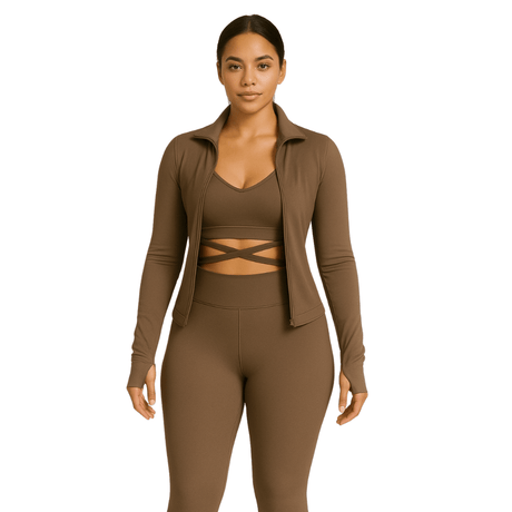Look Alyfe Sculpt ContourFit 3-Piece Activewear Set - Zip Jacket, Sports Bra & Leggings